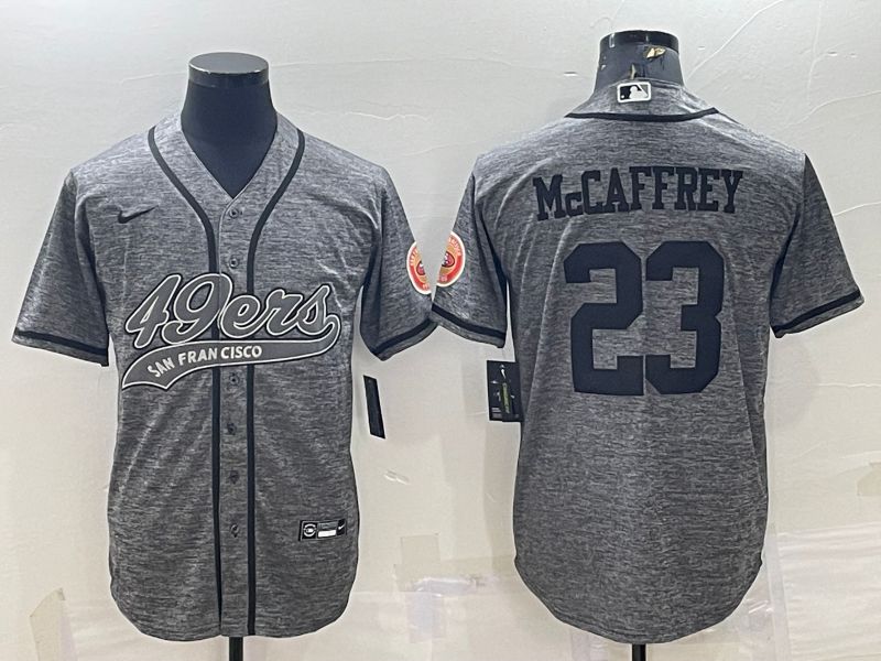 Men San Francisco 49ers 23 Mccaffrey Grey hemp ash 2022 Nike Co branded NFL Jersey